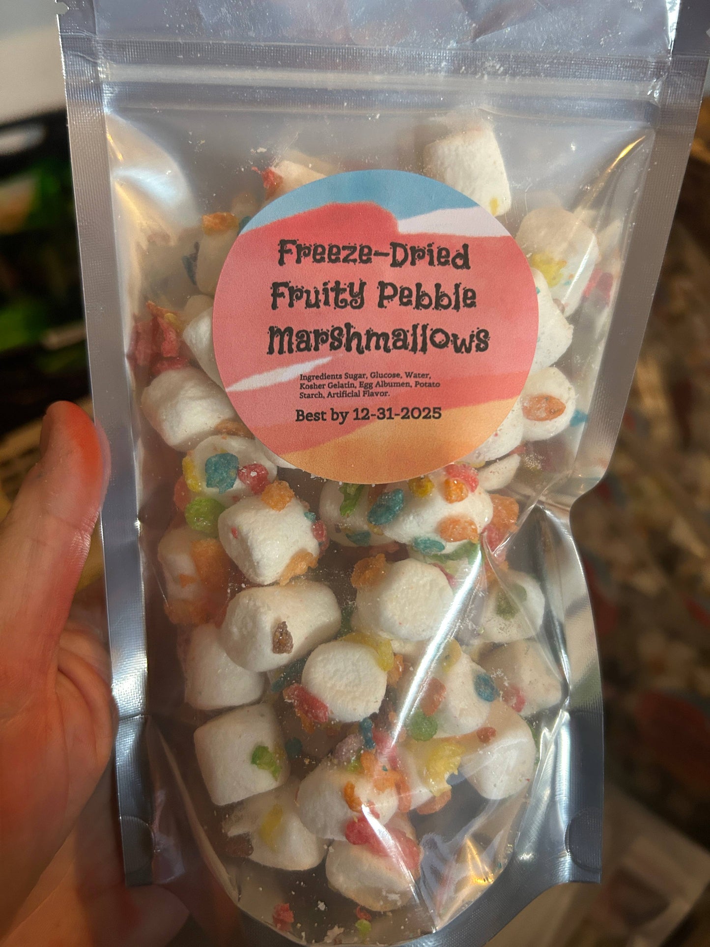 Freeze dried fruity pebble marshmallows
