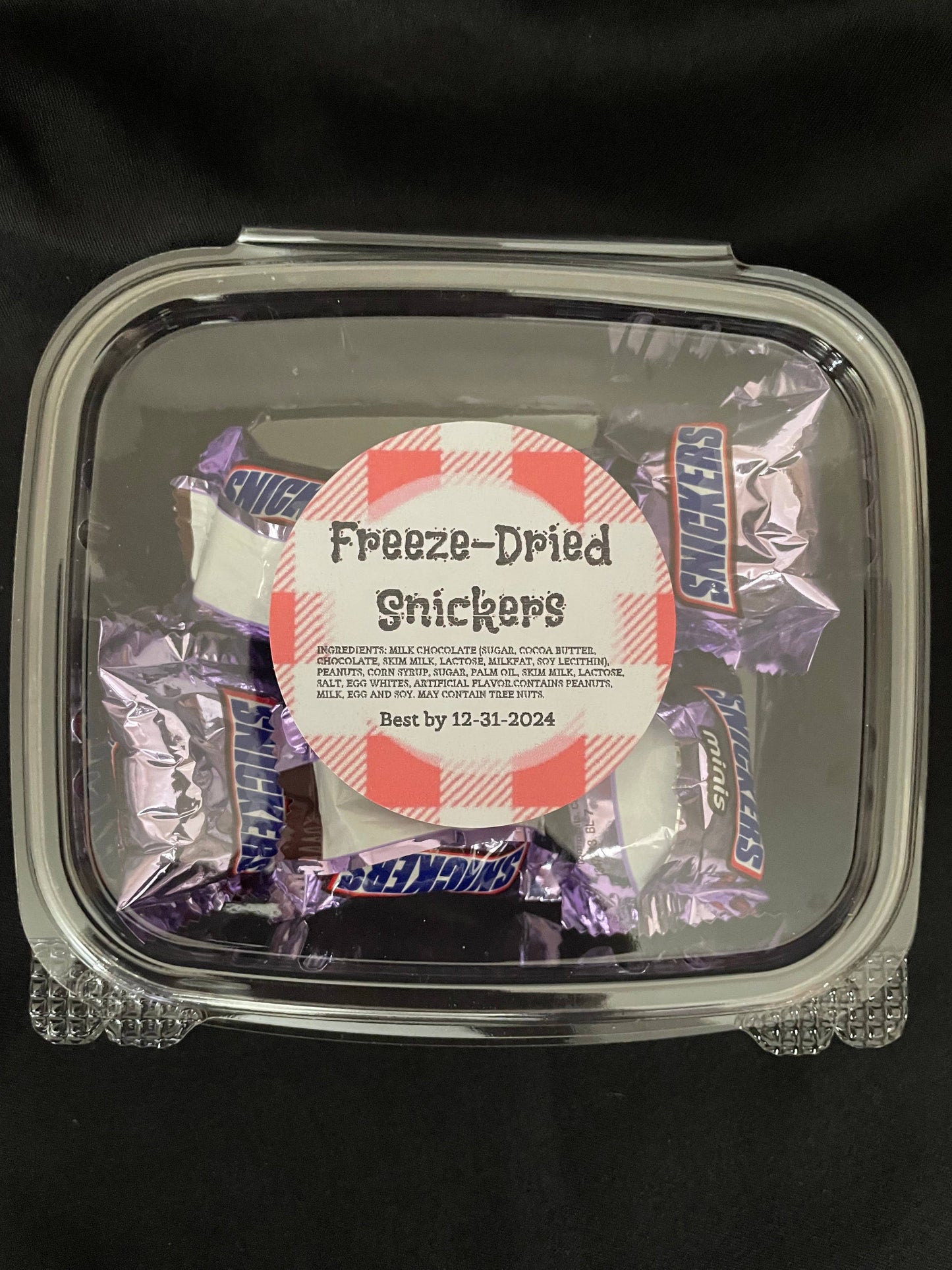 Freeze dried candy carmel peanut balls (made with Snickers)