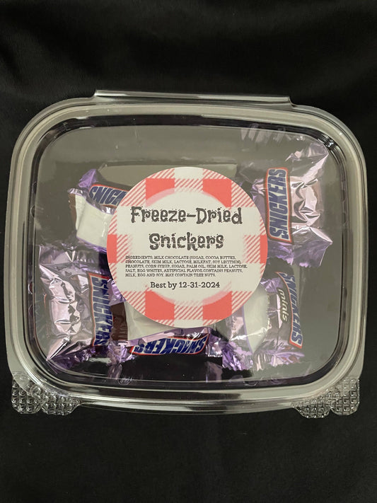 Freeze dried candy carmel peanut balls (made with Snickers)